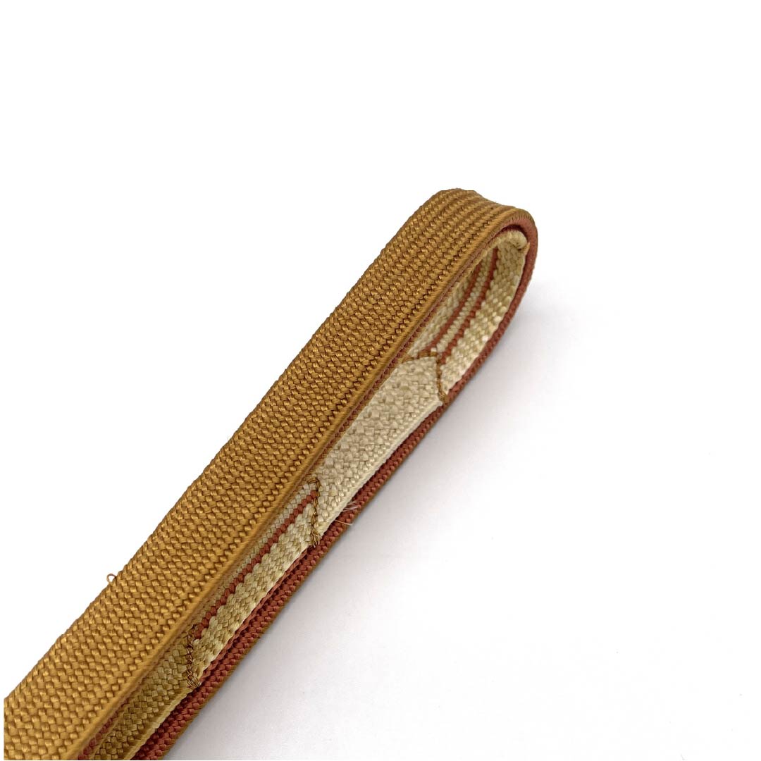 (新古品) 帯締め 正絹 四分紐 埴色(はにいろ) 手組紐 翆嵐工房 純金 長さ約161cm 幅約1.5cm セミフォーマル NEWランク 茶系 1135003441314