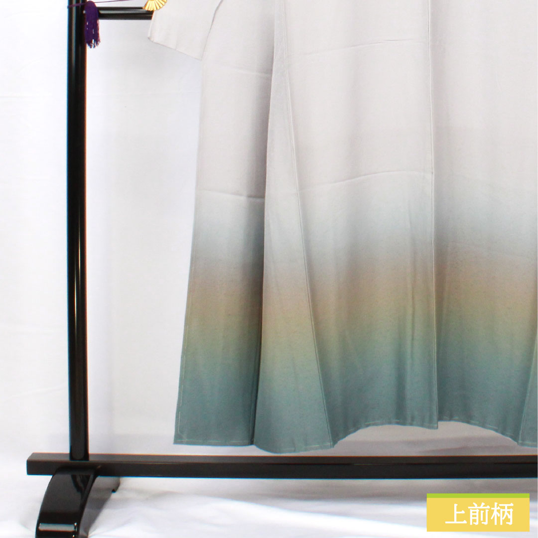 色無地 正絹 身丈148cm 裄丈62.5cm 雪色(せっしょく) ボカシ模様 しつけ糸付き パールトーン加工 袷 Aランク グレー系 1114001693122