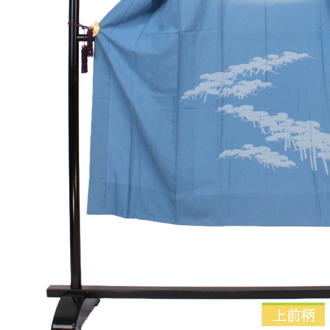 メンズ襦袢 ポリエステル Sランク 身丈138cm 裄丈67.5cm 朧花色(おぼろはないろ) 風景画 単衣 青系 1140000842317