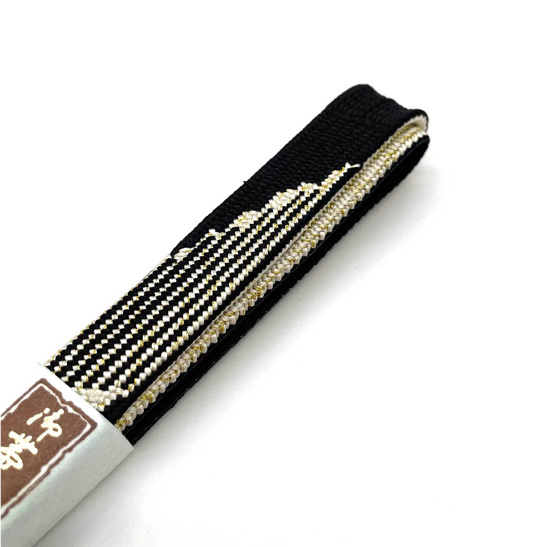 (新古品) 帯締め 正絹 四分紐 黒色(くろいろ) 創作手組紐 特選金銀糸使用 新古品 長さ約165cm 幅約1.5cm セミフォーマル Sランク 黒系 1135001782910