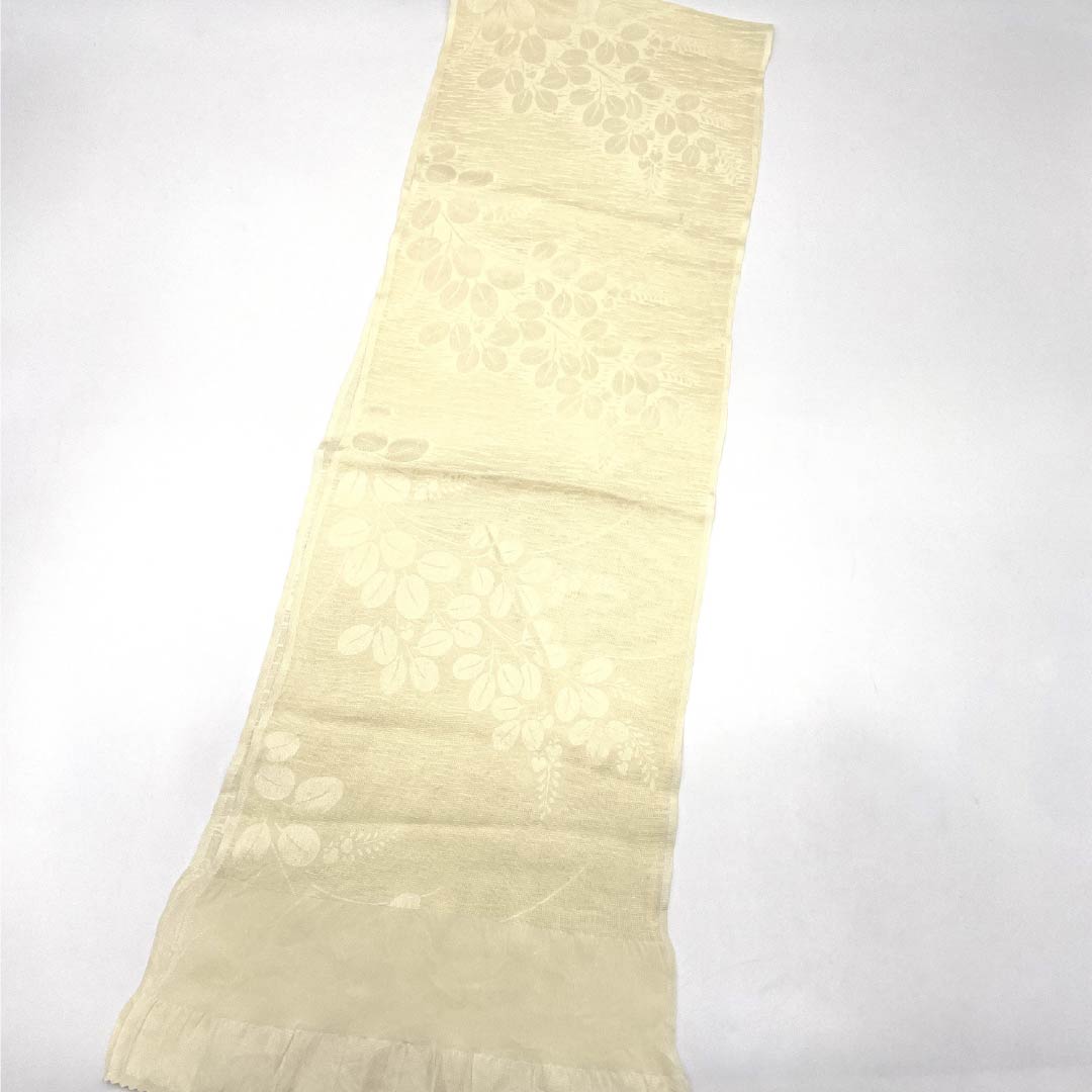帯揚げ 正絹 Sランク セミフォーマル 薄卵色(うすたまごいろ) 夏用 紗 萩 長さ約167cm 幅約26cm 黄系 1136004512923