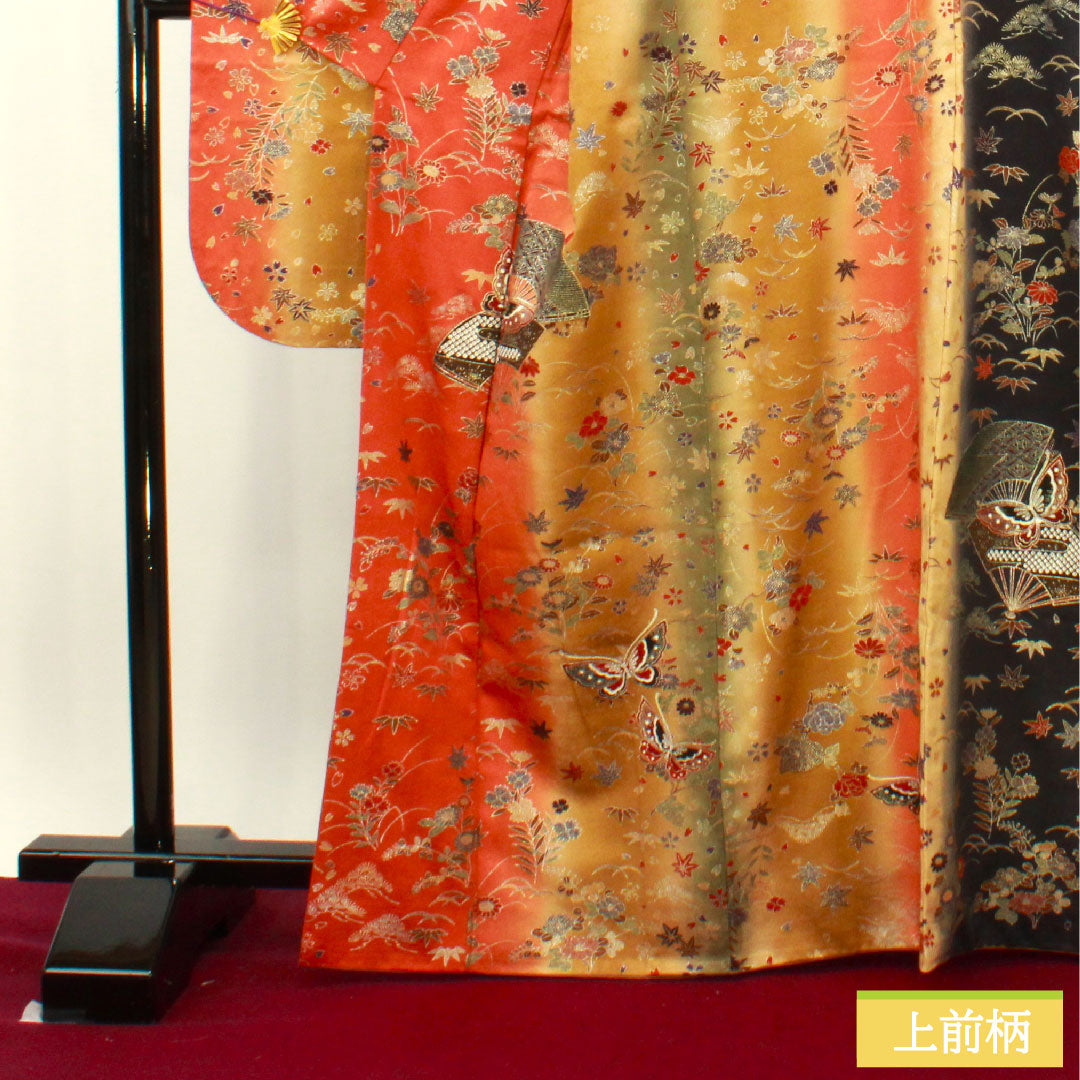 振袖 正絹 身丈167cm 裄丈68.5cm 袷 京友禅 吉祥文様 Sランク グラデーション系 1113001902599