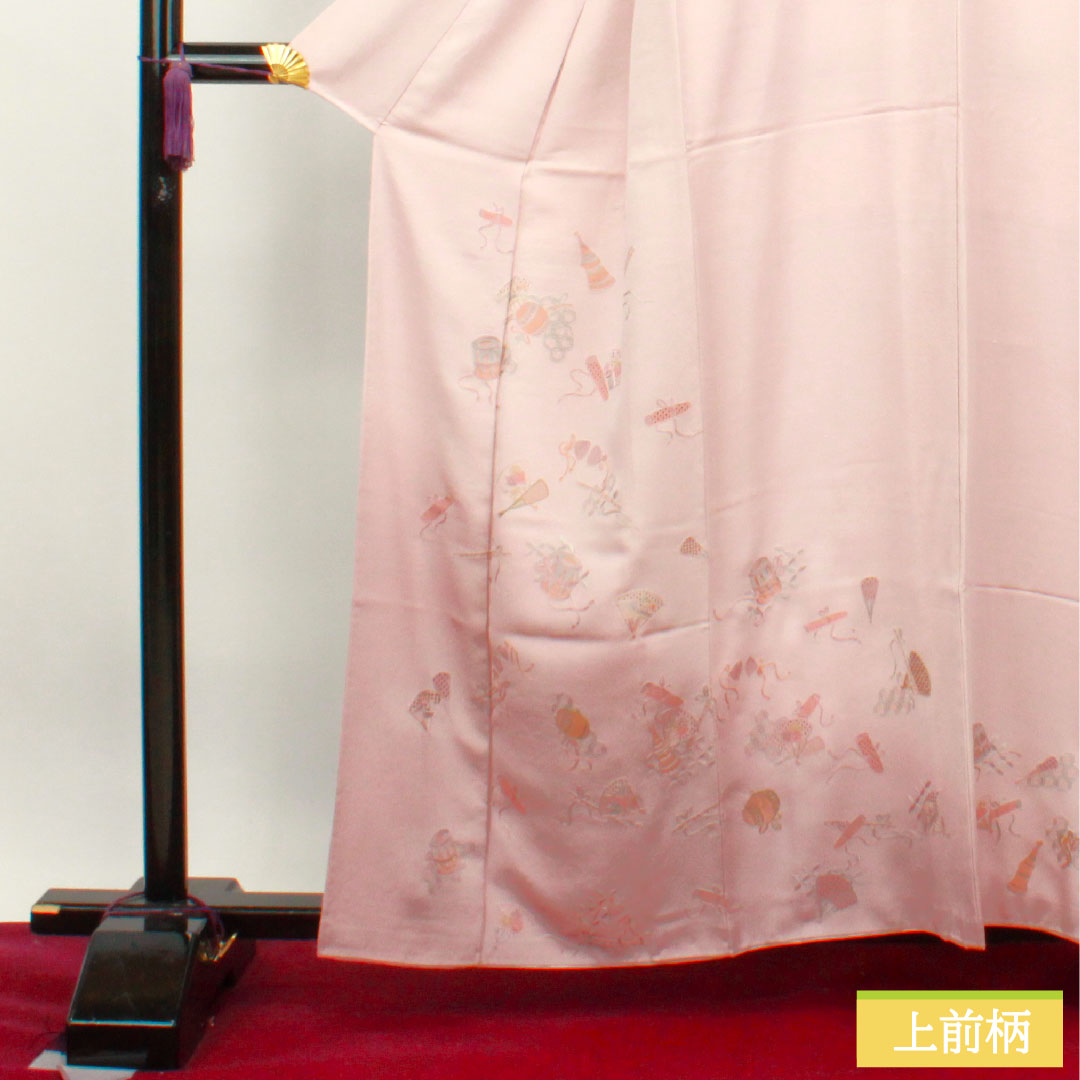 訪問着 正絹 袷 身丈160cm 裄丈62.5cm 退紅色 蘇州刺繡 汕頭刺繡 宝尽くし Sランク ピンク系 1112003422413