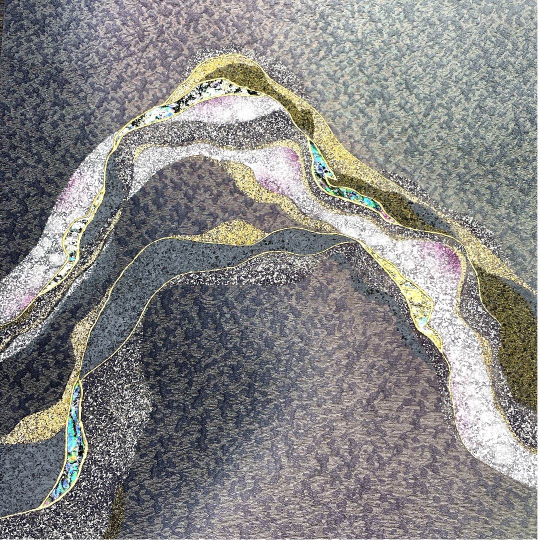 袋帯 螺鈿 幾何学模様 帯丈436cm 正絹 Sランク ポイント柄 カジュアル グラデーション系 1123007112399