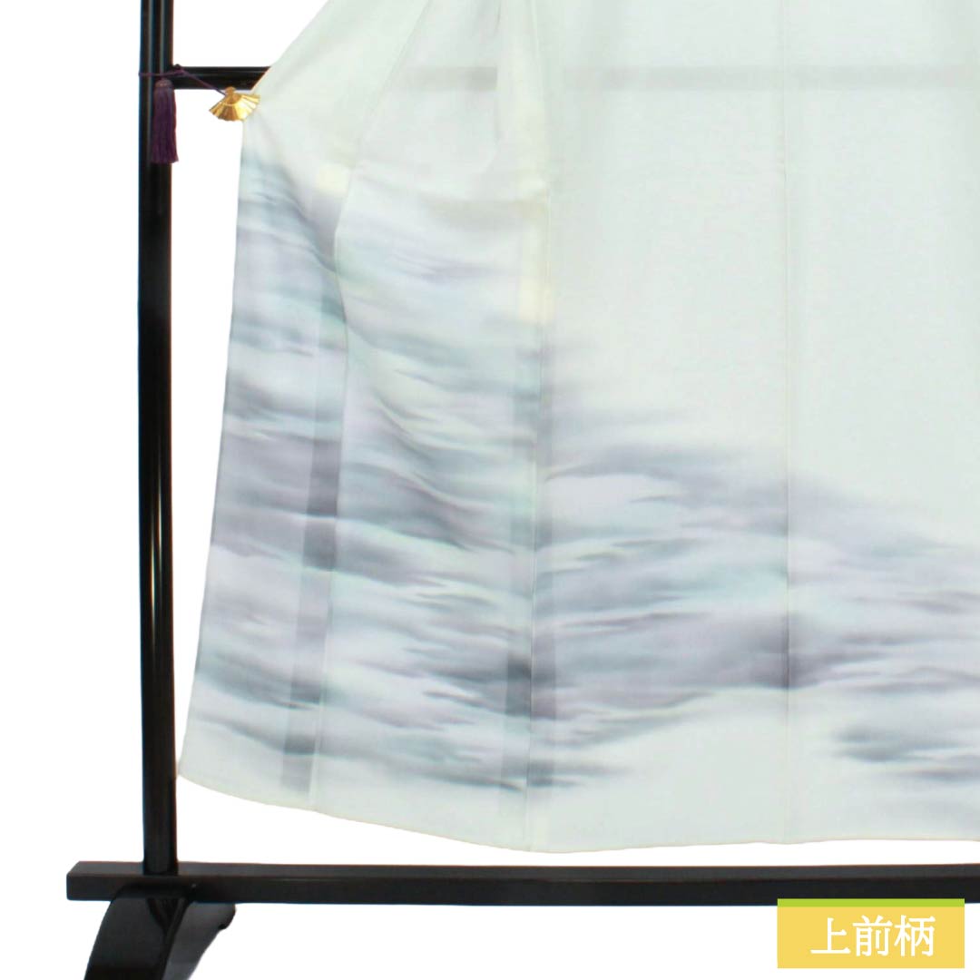 夏物 正絹 付下げ Sランク 身丈153cm 裄丈62.5cm 卯の花色(うのはないろ) ボカシ染 霞模様 絽 水色系 1132006402224