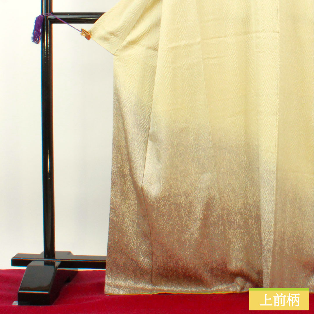 Homongi, pure silk, lined, length 167.5cm, sleeve length 65cm, pale yellow, tornado tie-dye, with basting thread, unused, S rank, cream color, 1112003972515