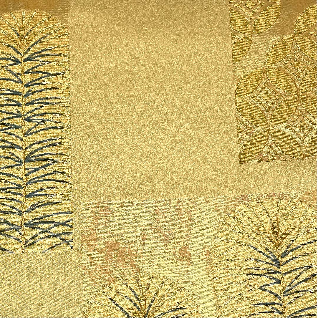 袋帯 金色 松葉 青海波 七宝 帯丈458cm 正絹 Aランク 六通 フォーマル 金系 1123005923421