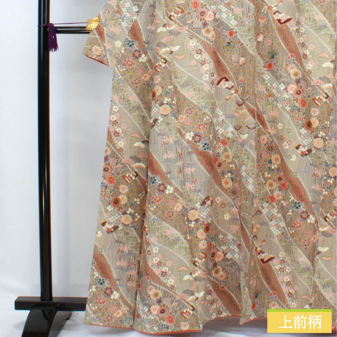 小紋 正絹 Sランク 身丈161cm 裄丈66cm 袷 吉祥文様 しつけ糸付き グラデーション系 1115006472499