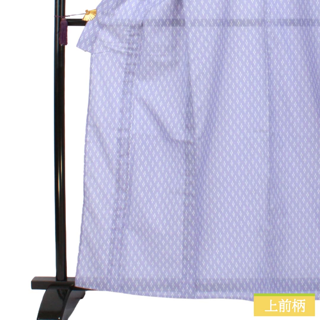 夏物 ポリエステル 小紋 Aランク 身丈163.5cm 裄丈64cm 淡紫色(たんししょく) 抽象模様 洗える着物 絽 紫系 1132005323420