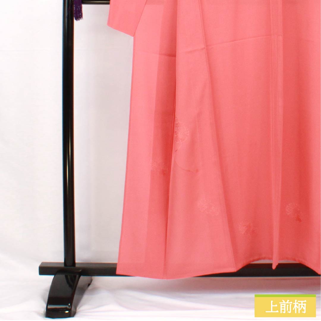 Summer pure silk formal kimono, length 157cm, sleeve length 64.5cm, plum color, Shantou embroidery, snowflake, tsukesage, silk, S rank, pink, 1132002012313