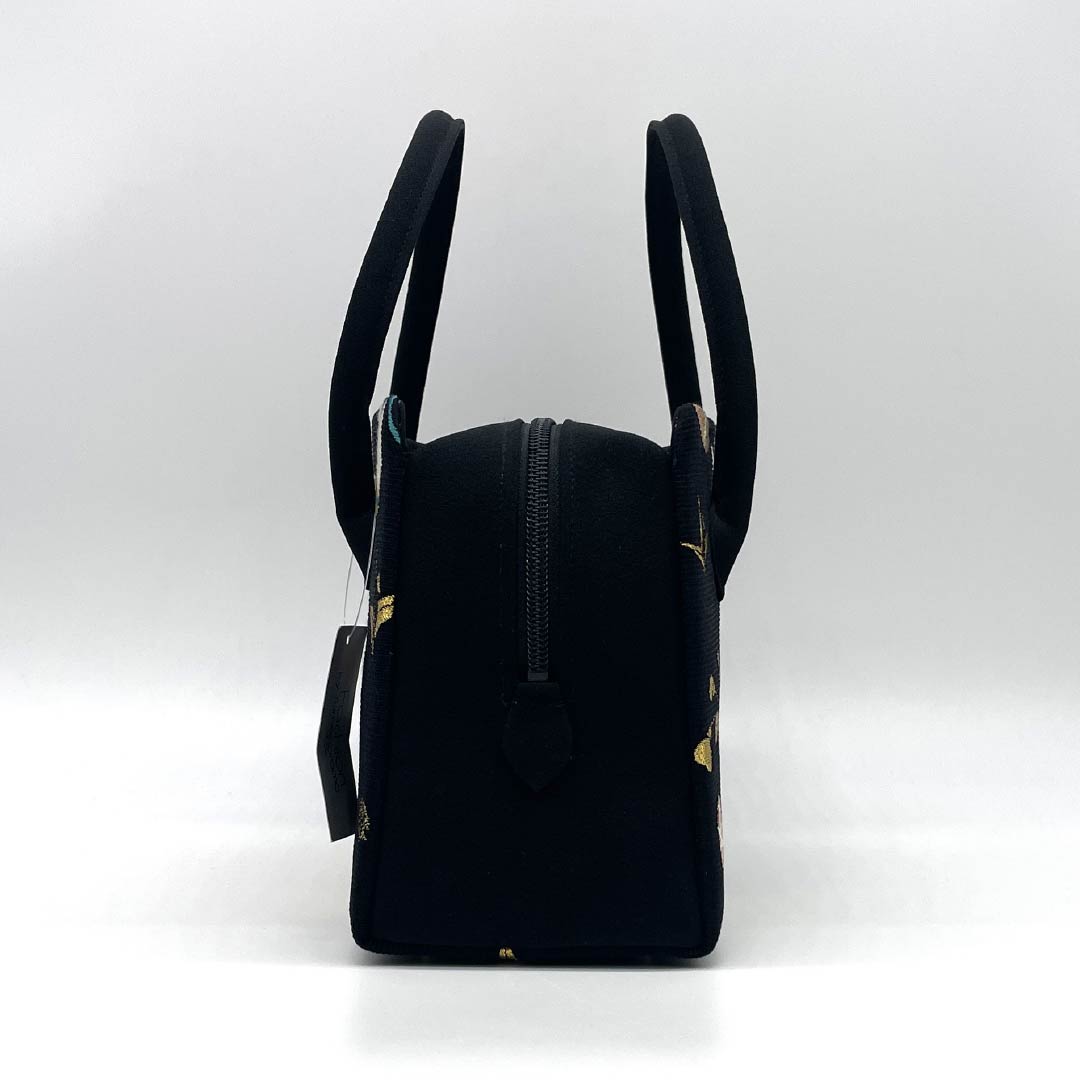 (新古品)和装バッグ セミフォーマル NEWランク 西陣織 利休バッグ 黒系 113900089110