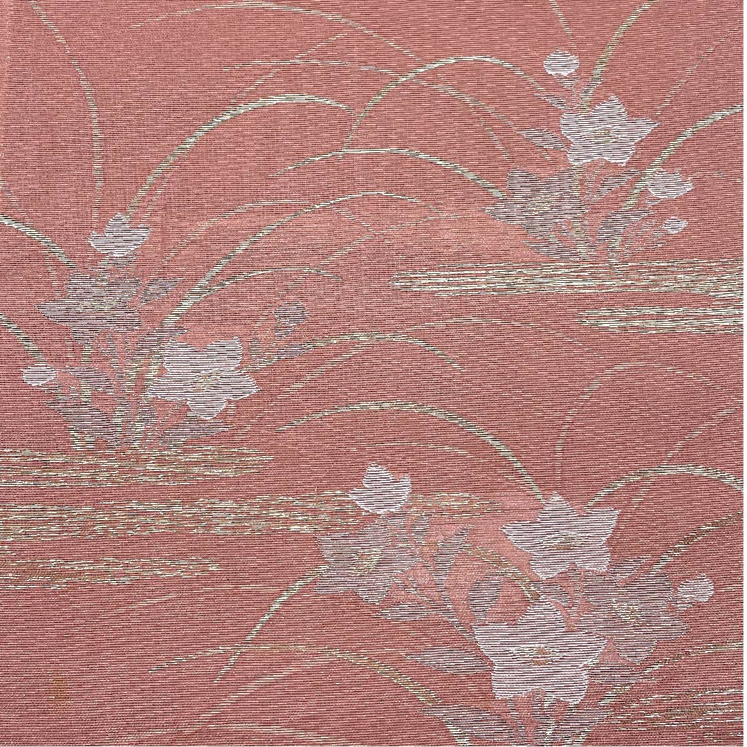 袋帯 浅蘇芳色(あさきすおういろ) 夏帯 桔梗 露芝 夏物 帯丈432cm 正絹 Aランク 六通 フォーマル ピンク系 1123007663313