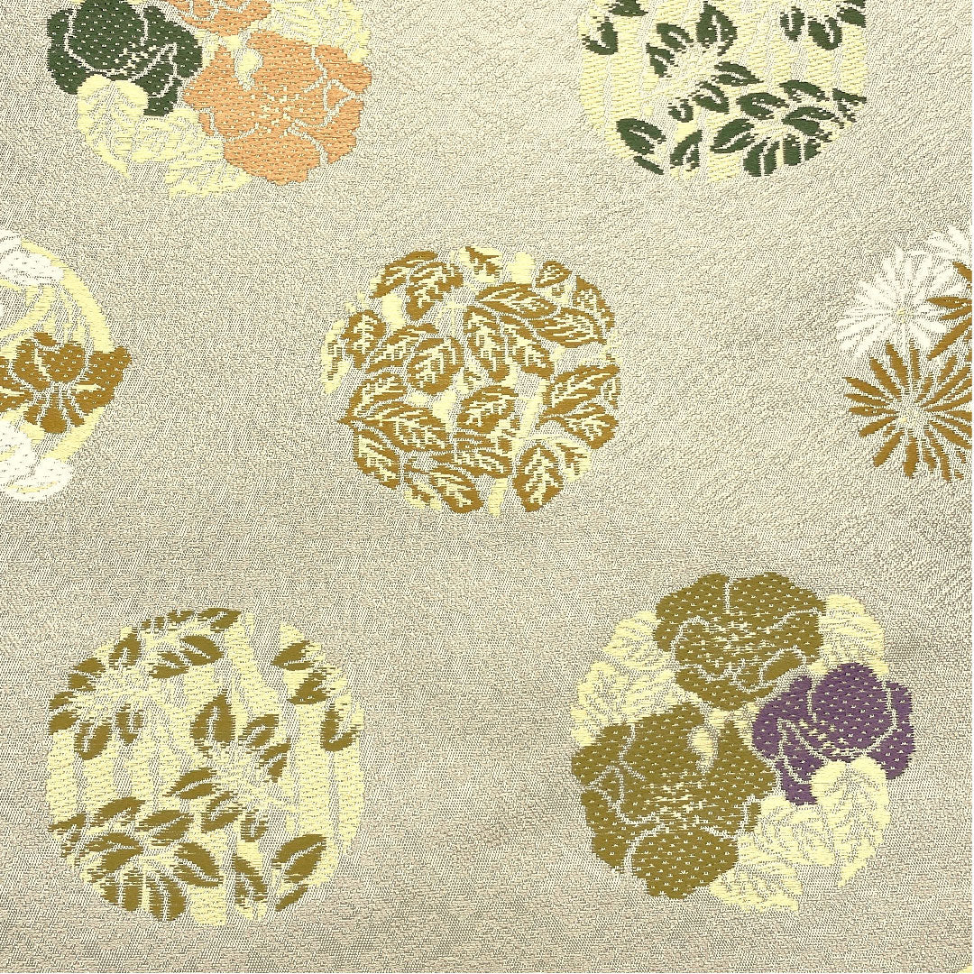 (未仕立)袋帯 灰白色(かいはくしょく) 上文錦 正倉院文様 帯丈443.5cm 正絹 Sランク 六通 セミフォーマル グレー系 1123004782322