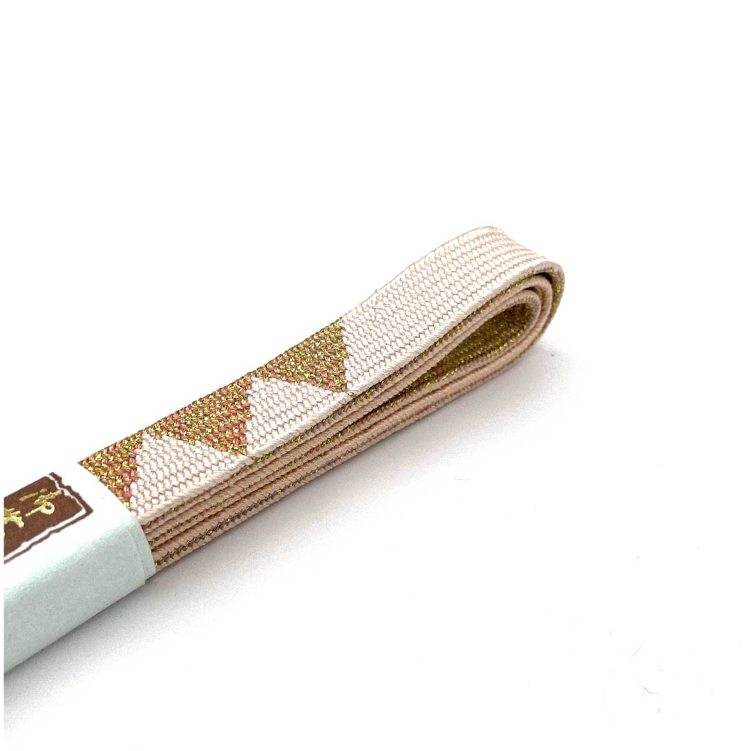 (新古品) 帯締め 正絹 四分紐 薄肉色(うすにくいろ) 手組紐 鱗 金属糸使用 長さ約162cm 幅約1.5cm セミフォーマル Sランク ベージュ系 1135002852325