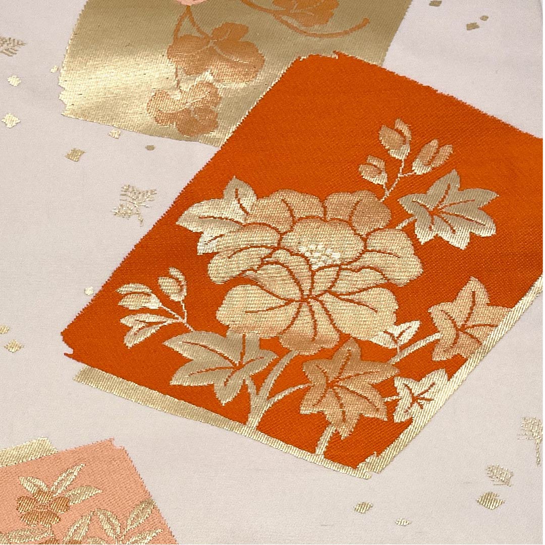 名古屋帯 胡粉色 花模様 帯丈356cm ポリ Sランク 六通 セミフォーマル 白系 1124003372311 名古屋仕立て