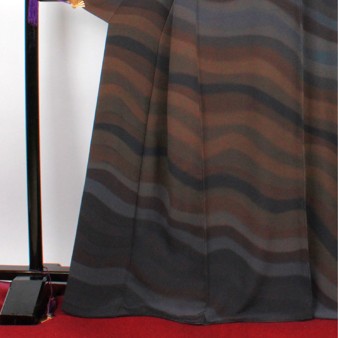 小紋 身丈168cm 裄丈66cm 袷 ボカシ染 抽象模様 正絹 Aランク グラデ 1115002363599