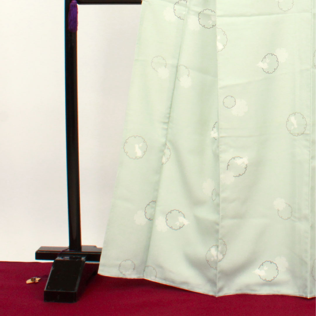 小紋 身丈166cm 裄丈66cm 袷 秘色色 洗える着物 雪輪 うさぎ ポリ Sランク 青系 1115002582517