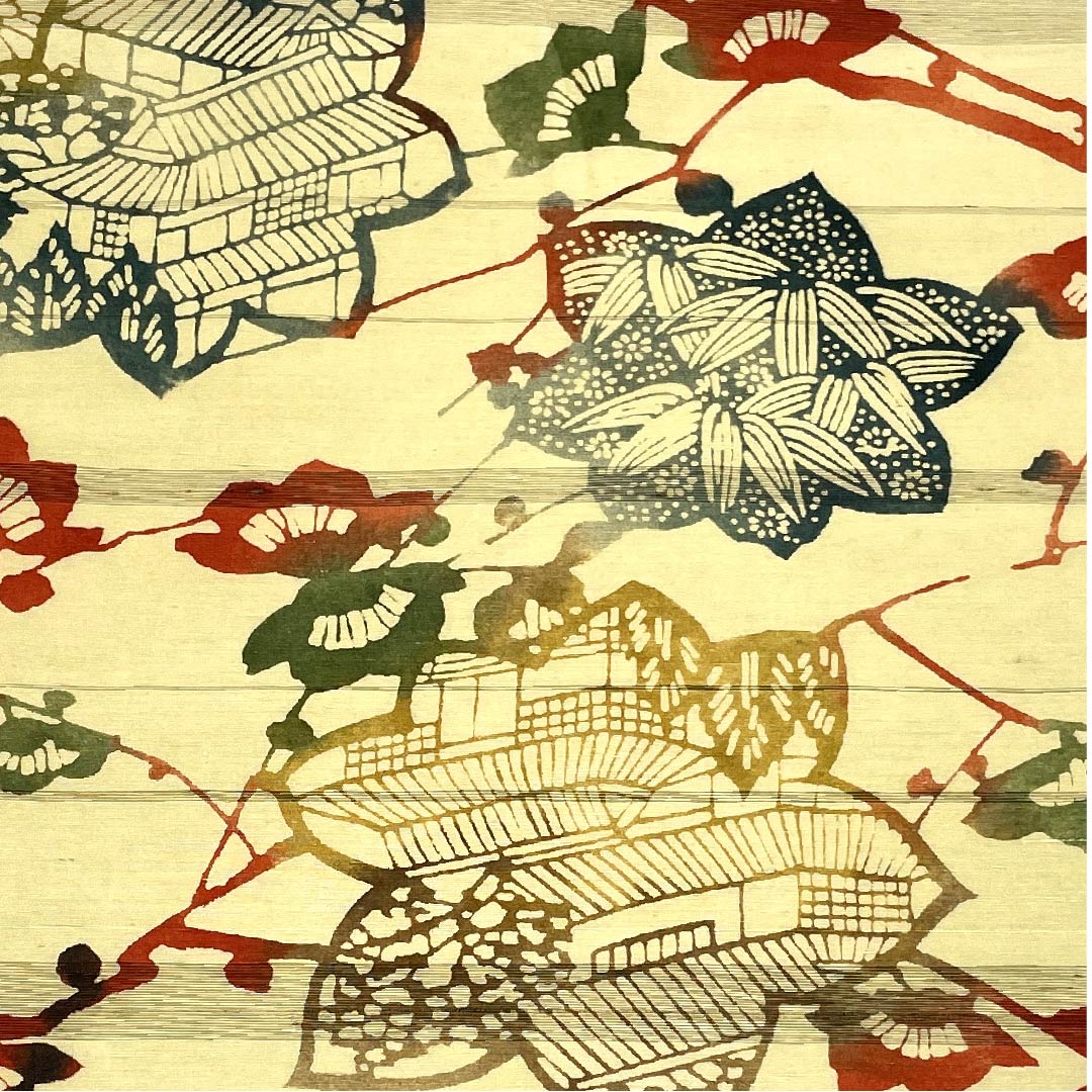 名古屋帯 魚子黄色 紅葉 松竹梅 レトロ 帯丈376cm 正絹 Sランク 六通 カジュアル ベージュ系 1124004742325 名古屋仕立て