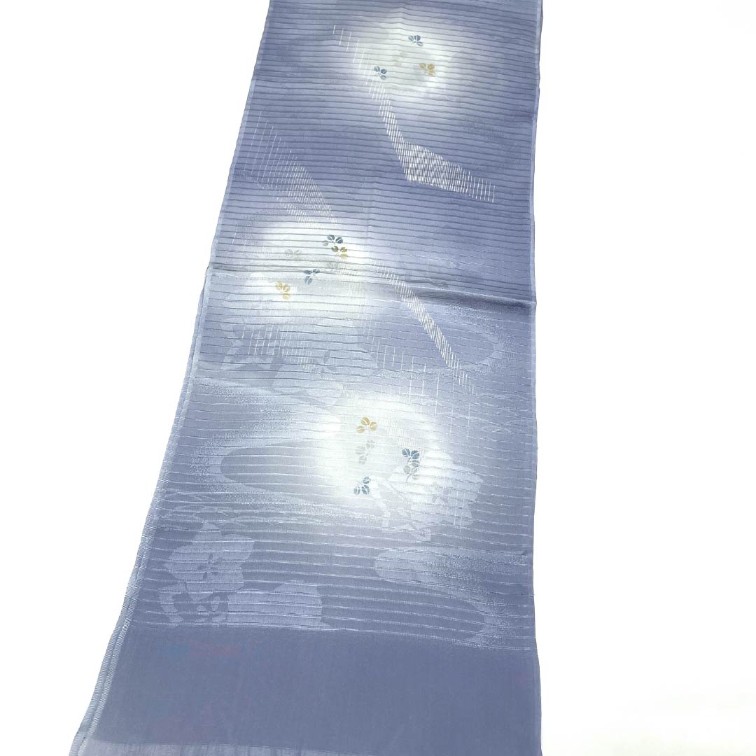Obiage Silk S Rank Semi-formal Bluish Gray (seitainezuiro) Summer Hagi Flowing Water Length approx. 177cm Width approx. 31cm Blue-based 1136003012917