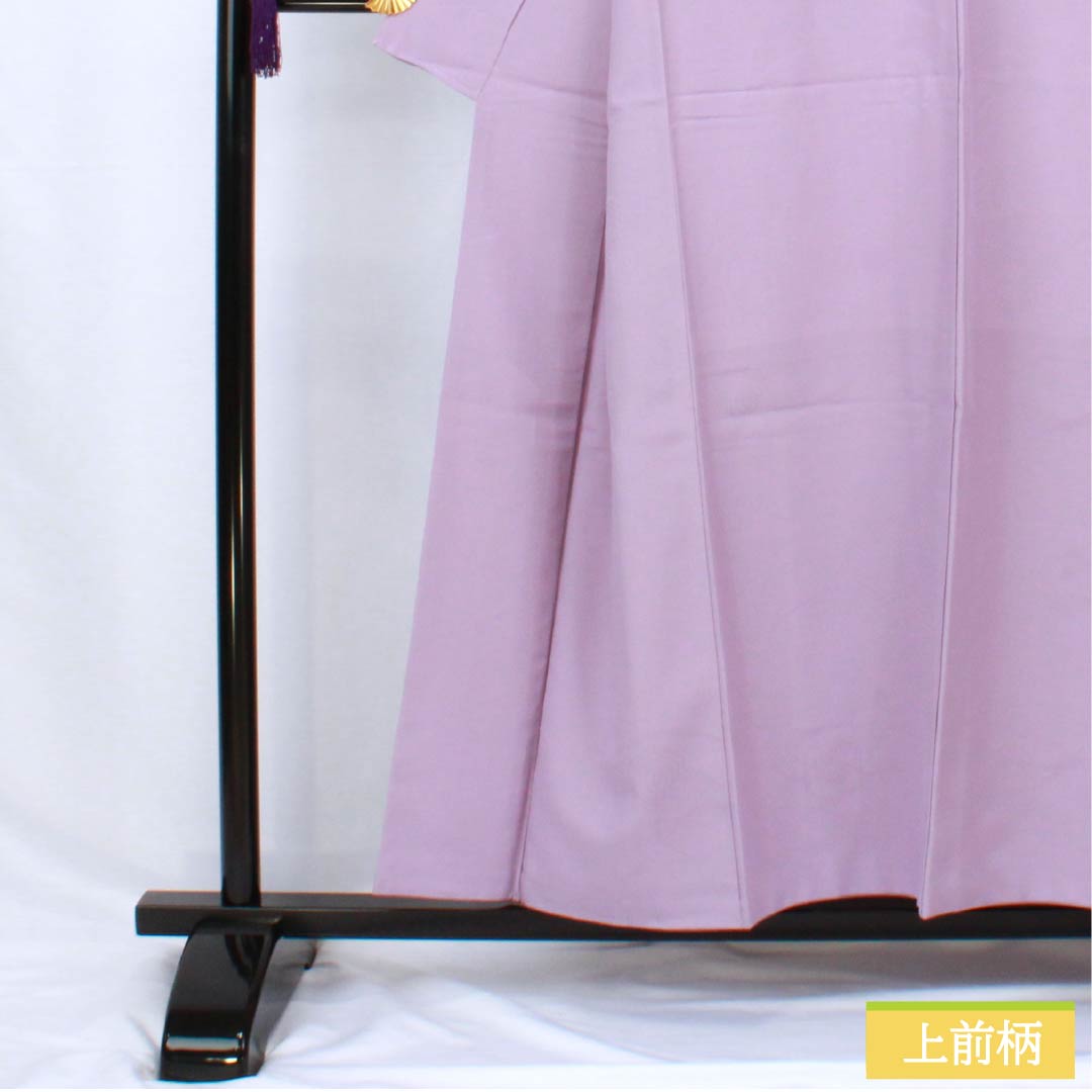 Solid-colored polyester kimono, length 154cm, sleeve length 63cm, light purple (asa-ki-murasaki), washable, lined, S rank, purple, product number 1114002202220
