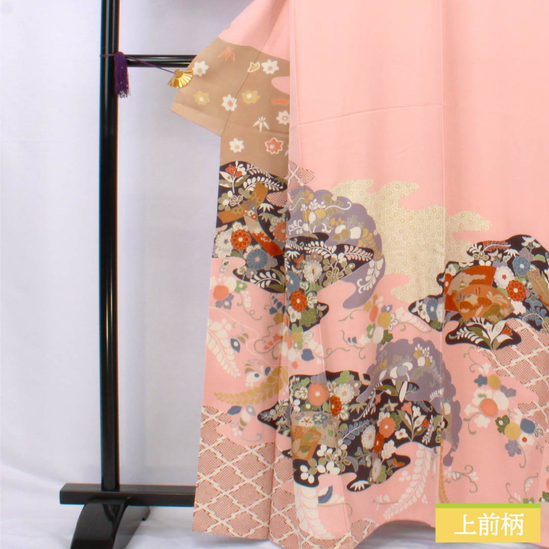 訪問着 正絹 Sランク 袷 身丈161.5cm 裄丈67.5cm 東雲色(しののめいろ) 京友禅 古典柄 吉祥文様 パールトーン加工 ピンク系 1112006732413