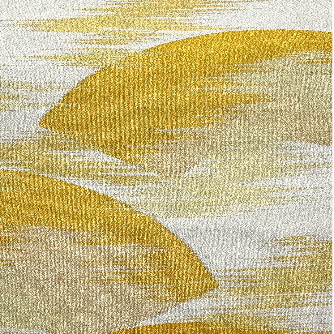 Silver-colored Fukuro Obi, Fan-shaped, Length 414cm, Pure Silk, S-Rank, Pointed Pattern, Formal, Silver-colored, 1123008082322