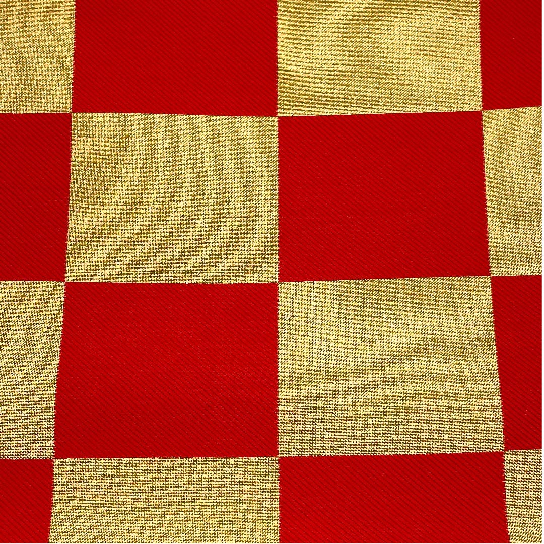 袋帯 金色 振袖用 市松 帯丈440cm 正絹 Sランク 六通 フォーマル 金系 1123006212321