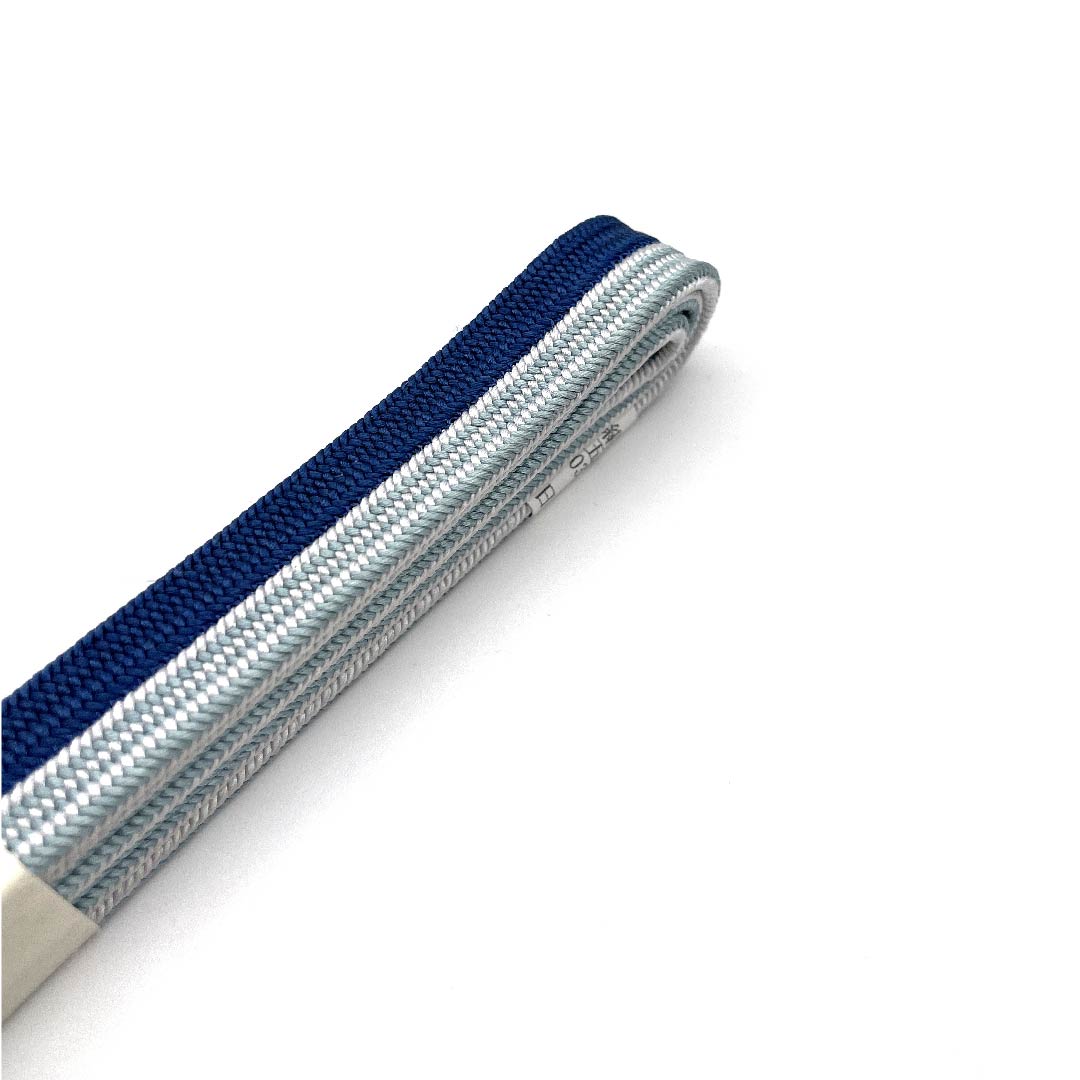 (New old stock) Obi-jime (belt fastener) made of pure silk, quarter-length cord, Kamenozoki color, Konpeki color, Goshima cord, Edo braid, length approx. 165cm, width approx. 1.2cm, casual, S rank, blue, 1135001952917