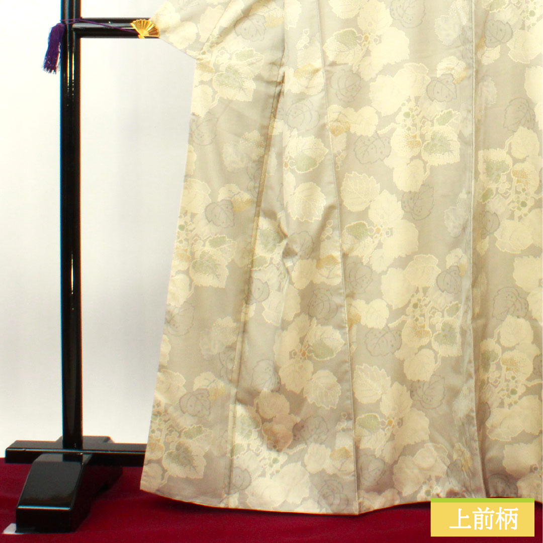 小紋 正絹 身丈166cm 裄丈70.5cm 袷 絹鼠色(きぬねずいろ) 蔦 Aランク グレー系 1115004123522