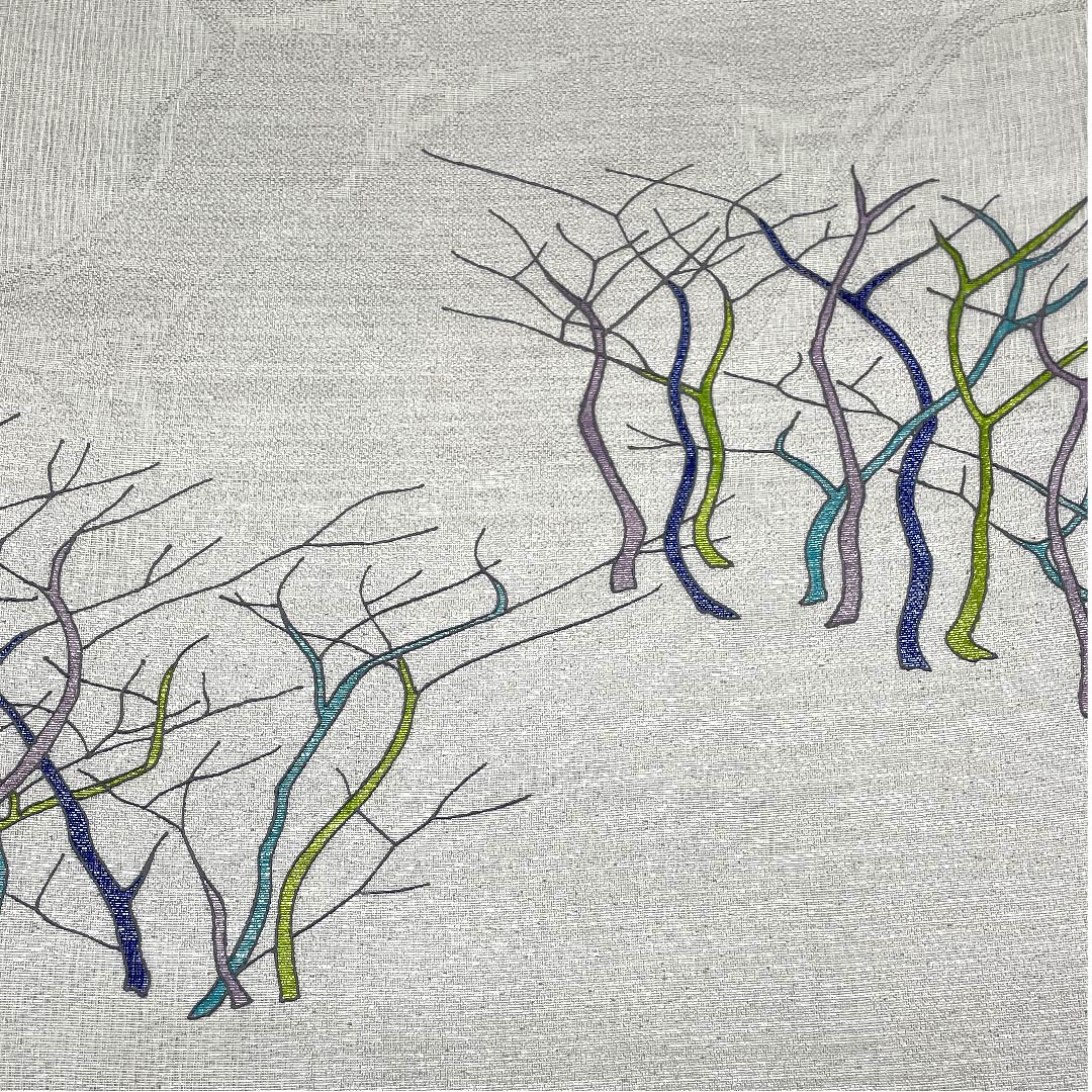 袋帯 薄鼠色(うすねずいろ) 抽象模様 染織作家 斉藤上太郎 帯丈458cm 正絹 Sランク ポイント柄 カジュアル グレー系 1123006832422