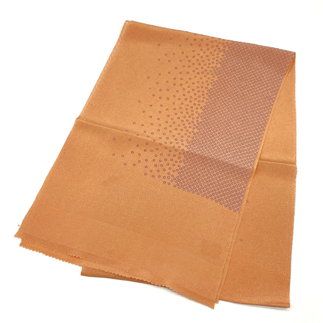 (Like new) Silk Obiage (Sash) - New, Casual, Hisameiro (Faded Scarlet) - Goshima-himo (Hikida) - Classic Pattern - Length: Approx. 180cm, Width: Approx. 29cm, Orange (Product Code: 1136001411926)