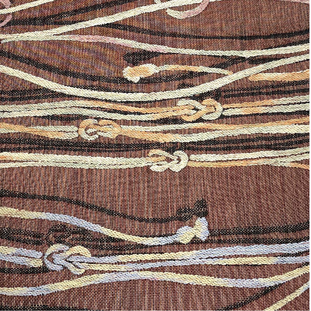 袋帯 焦色(こがれいろ) 組紐柄 帯丈441cm 正絹 Sランク 六通 カジュアル 茶系 1123009312314