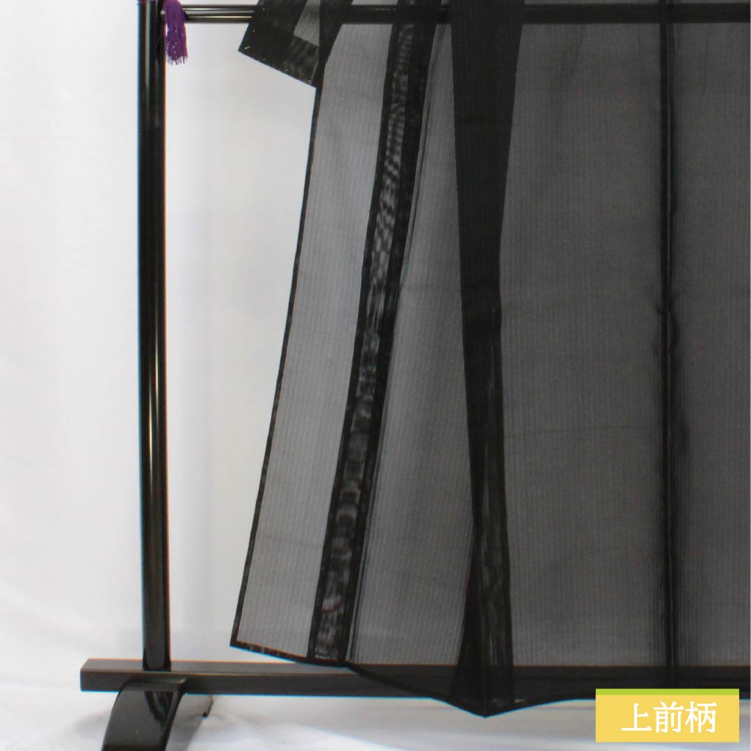 夏物 正絹 色無地 身丈157.5cm 裄丈62.5cm 竪絽 絽 Aランク 黒系 1132002703310