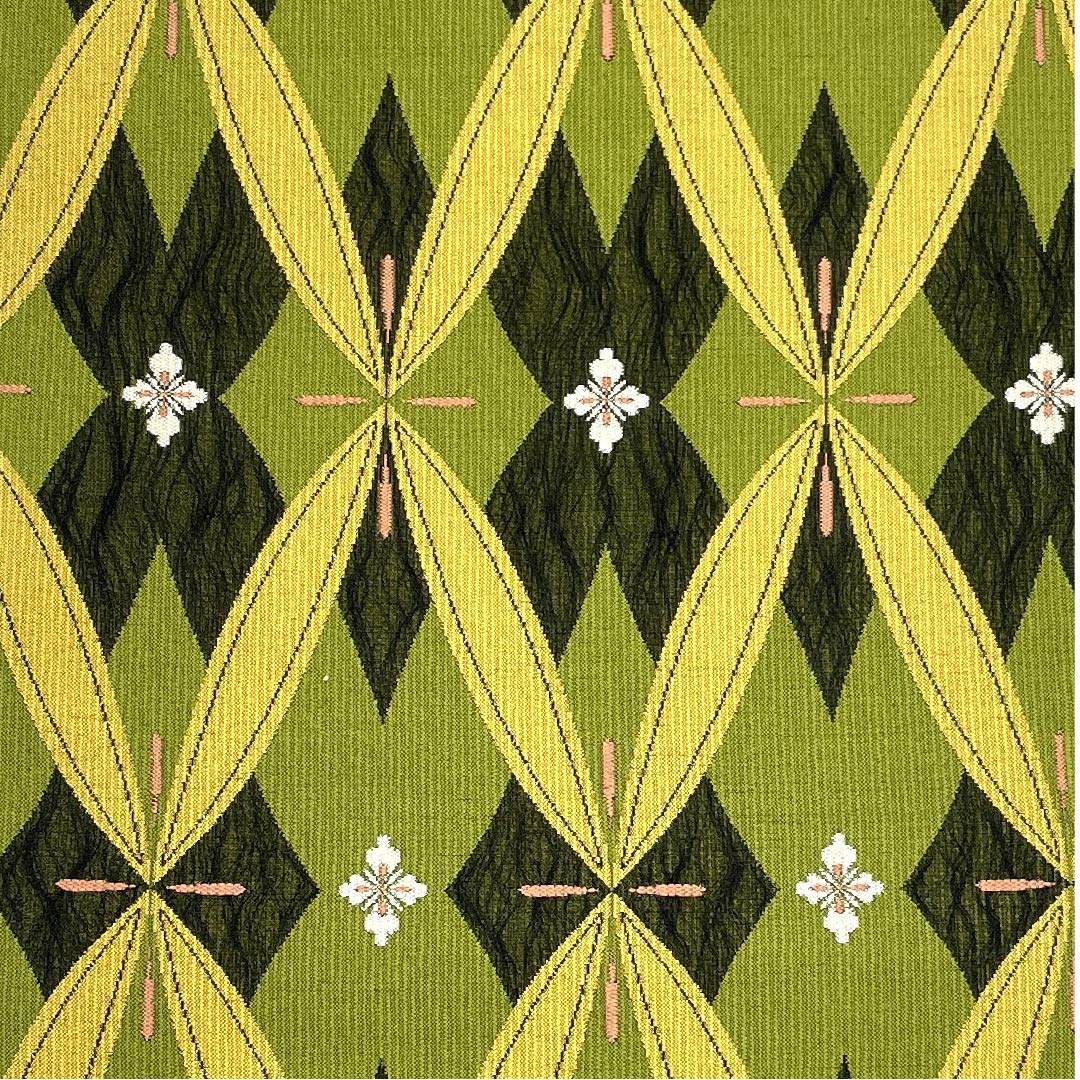 名古屋帯 草色 櫛織 変わり七宝 帯丈384cm 正絹 美品 六通 カジュアル 緑系 1124004002319 名古屋仕立て