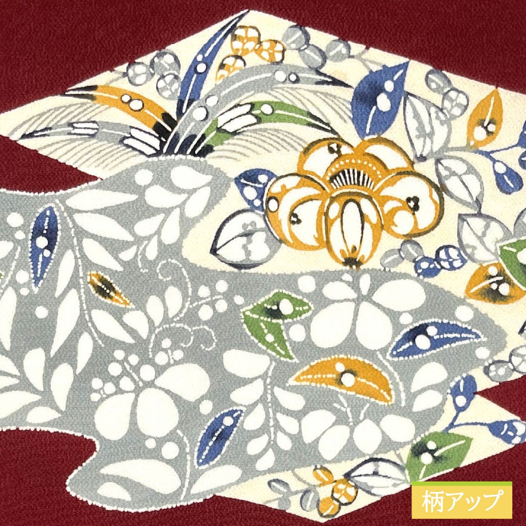 Nagoya obi, shrimp color, crepe fabric, Tsujigahana, obi length 366cm, pure silk, S rank, point pattern, casual, vermilion, 1124007482316, Nagoya style