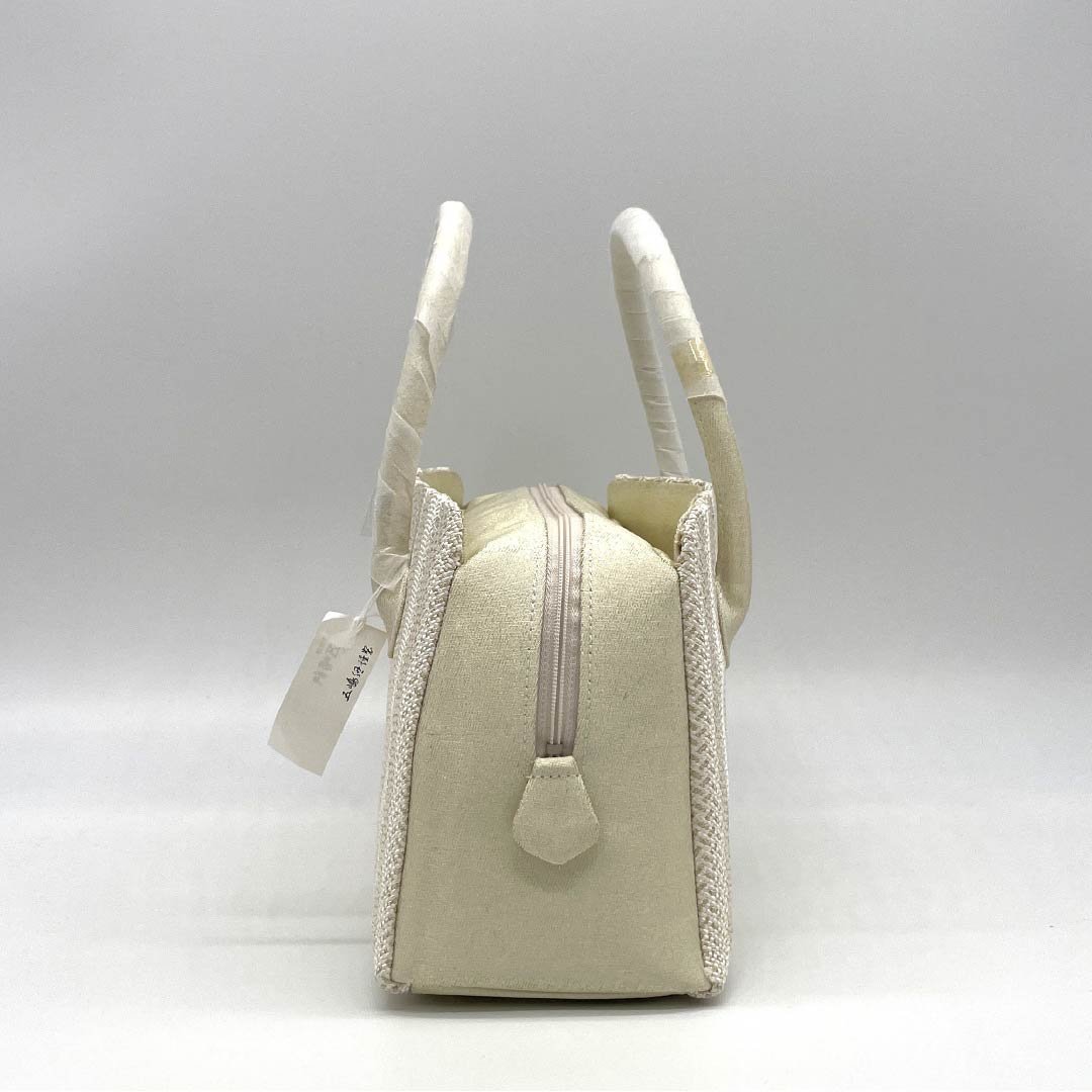 (新古品)和装バッグ セミフォーマル NEWランク 五嶋紐 利休バッグ 白系 113900106111