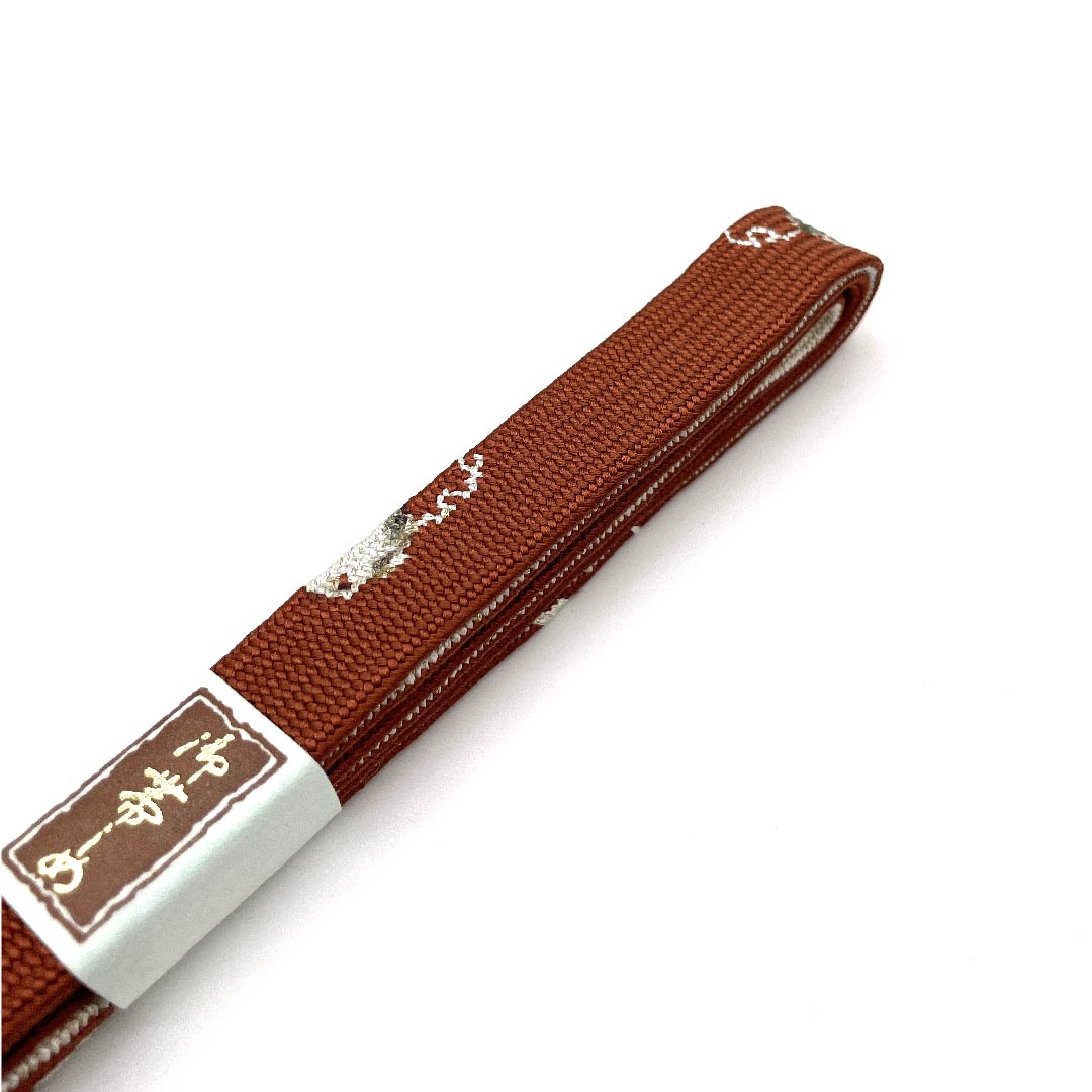 (新古品) 帯締め 正絹 四分紐 赤蘇芳色(あかすおういろ) 金属糸使用 翠嵐工房 金彩 長さ約162cm 幅約1.5cm セミフォーマル Sランク 茶系 1135001712914