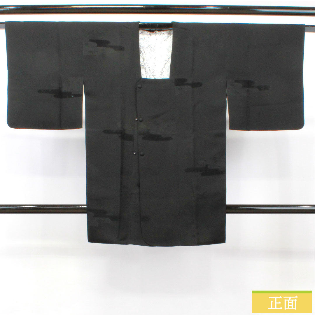 羽織 正絹 身丈69cm 裄丈62cm 吉祥文様 Sランク 袷 黒系 1117001032910