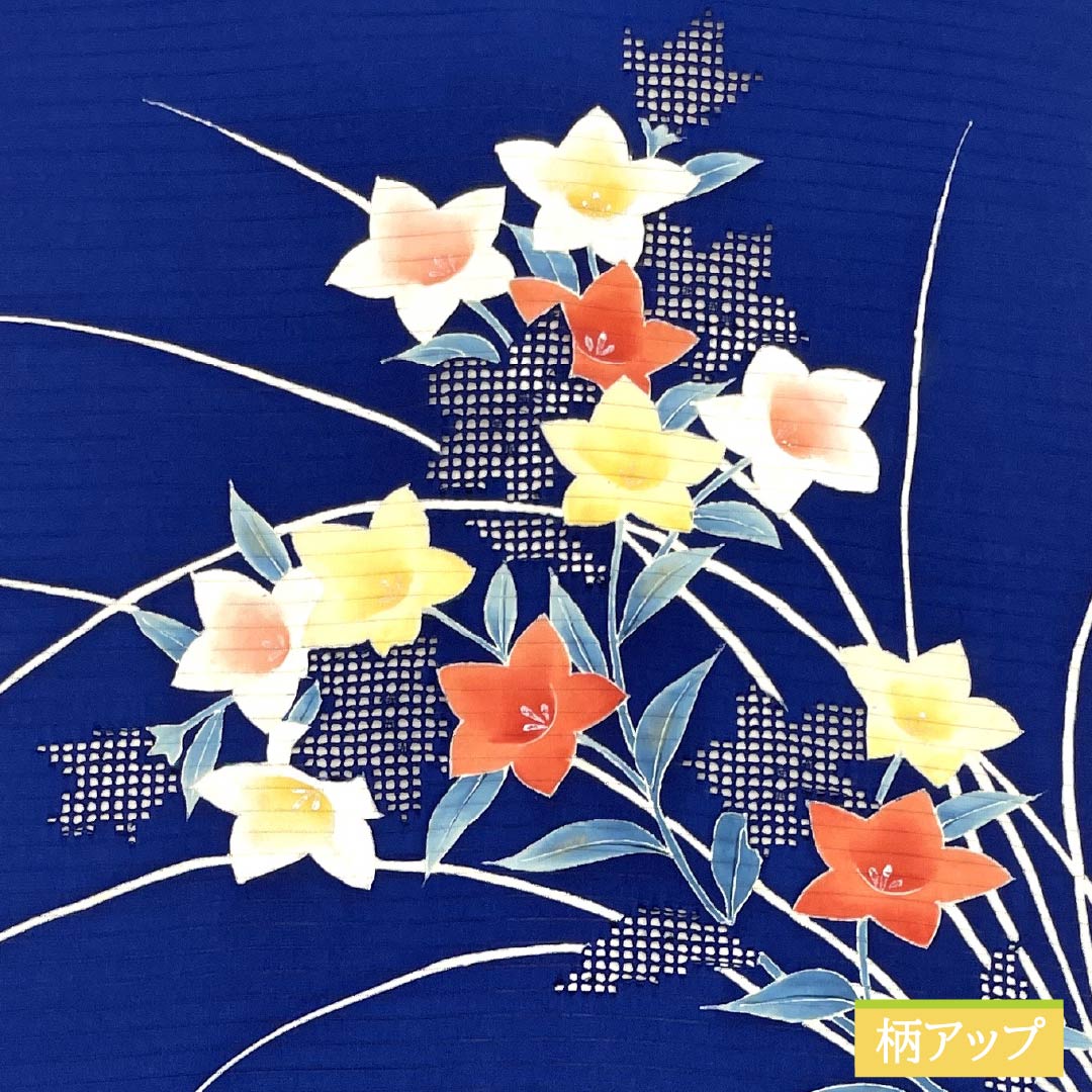 名古屋帯 正絹 瑠璃色(るりいろ) 夏帯 染め帯 桔梗 帯丈356cm Sランク ポイント柄 セミフォーマル 青系 1124008582317 名古屋仕立て