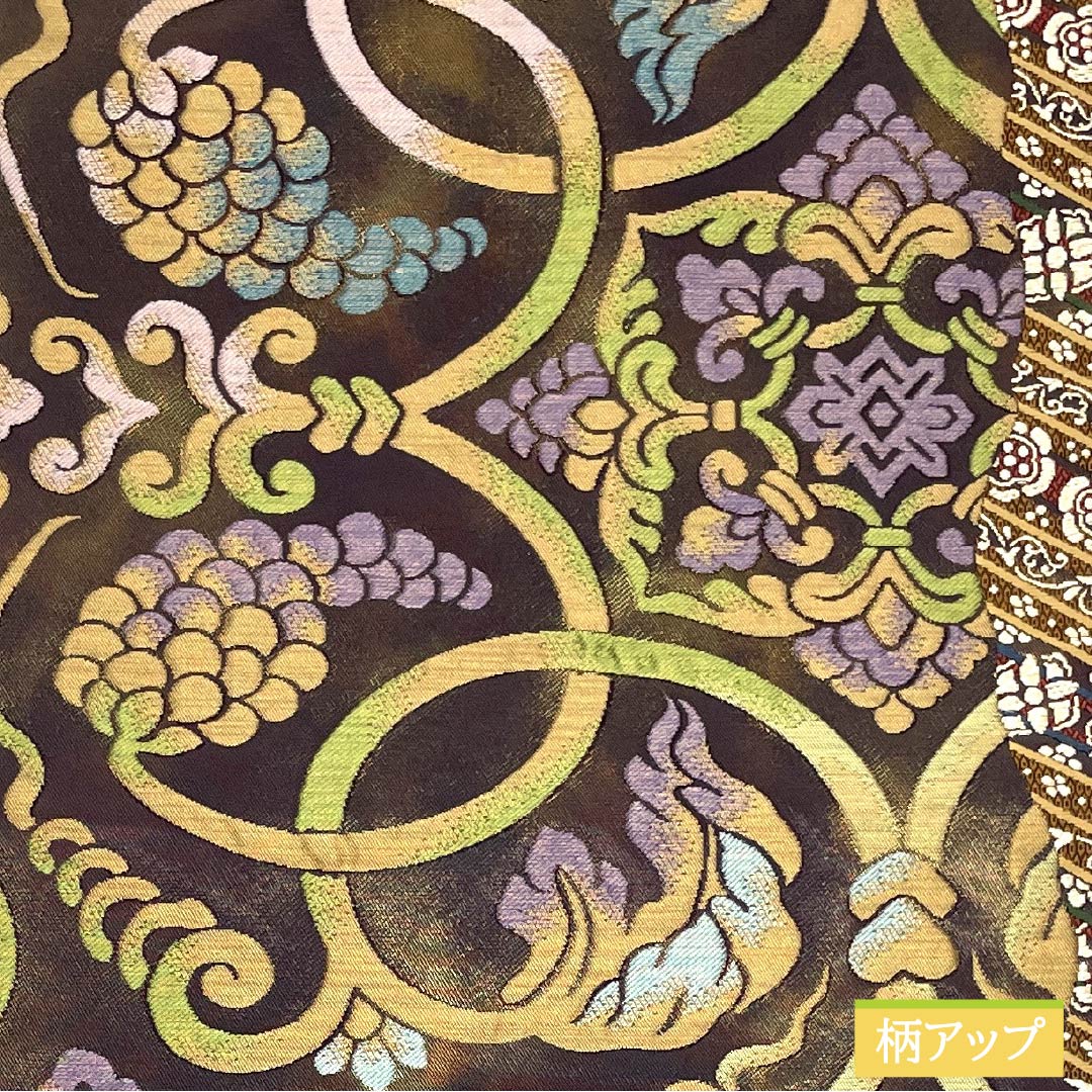 袋帯 正絹 葡萄唐草 華文 帯丈440cm Sランク 六通 セミフォーマル グラデーション系 1123014822399