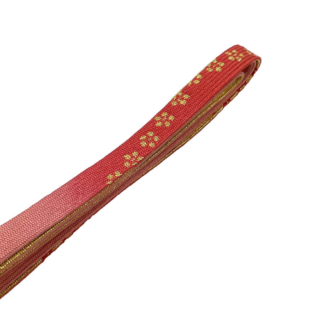 帯締め 正絹 Sランク 紅梅色(こうばいいろ) 平組 桜 長さ約159cm 幅約1.5cm フォーマル ピンク系 1135006312313