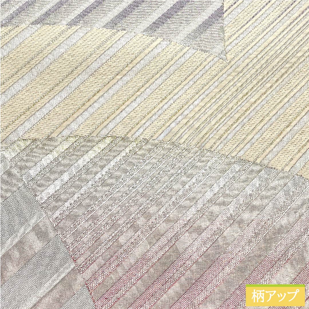 袋帯 銀色 幾何学模様 蝶 亀甲 菱 帯丈426cm 正絹 Sランク 全通 フォーマル 銀系 1123010342322