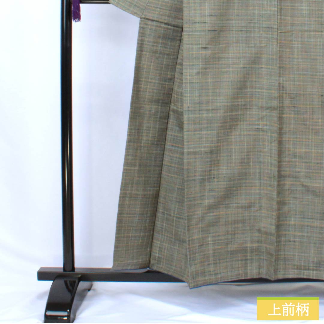 紬 正絹 Sランク 身丈156.5cm 裄丈63cm みじん格子 袷 グラデーション系 1116003972399