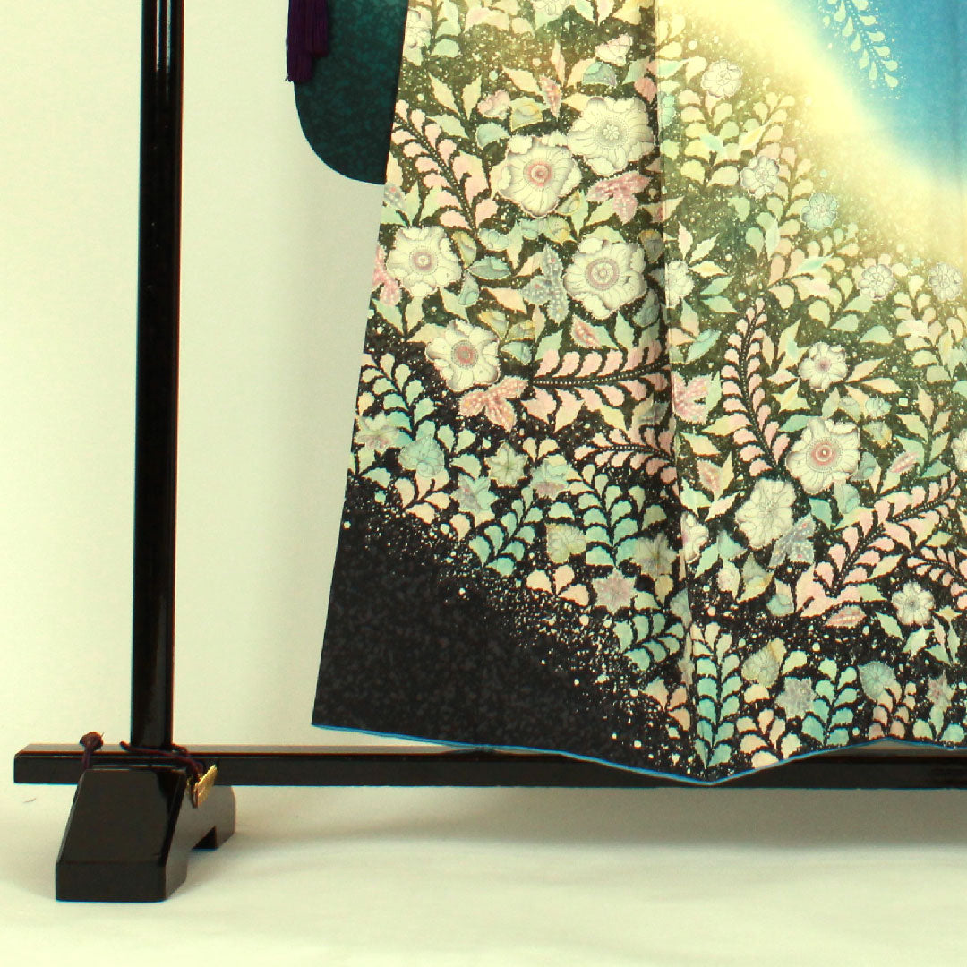 振袖 身丈156cm 裄丈63cm 袷 辻ヶ花 桐屋翠山工房謹製 正絹 Sランク 青系 1113000442317