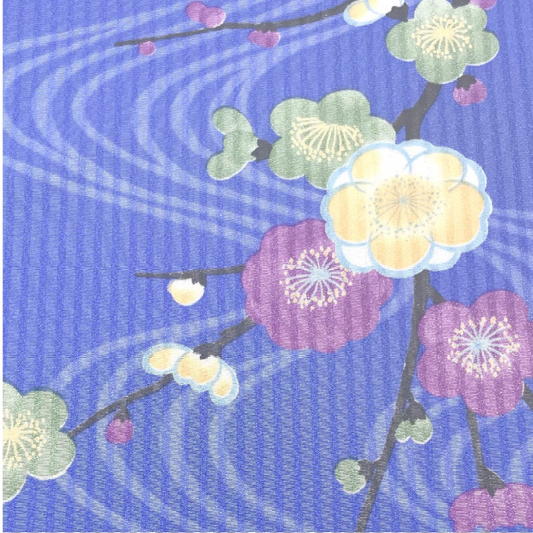 反物 小紋 正絹 紺藤色(こんふじいろ) 琳派 流水梅図 古典柄 NEWランク 青系 1130001131917