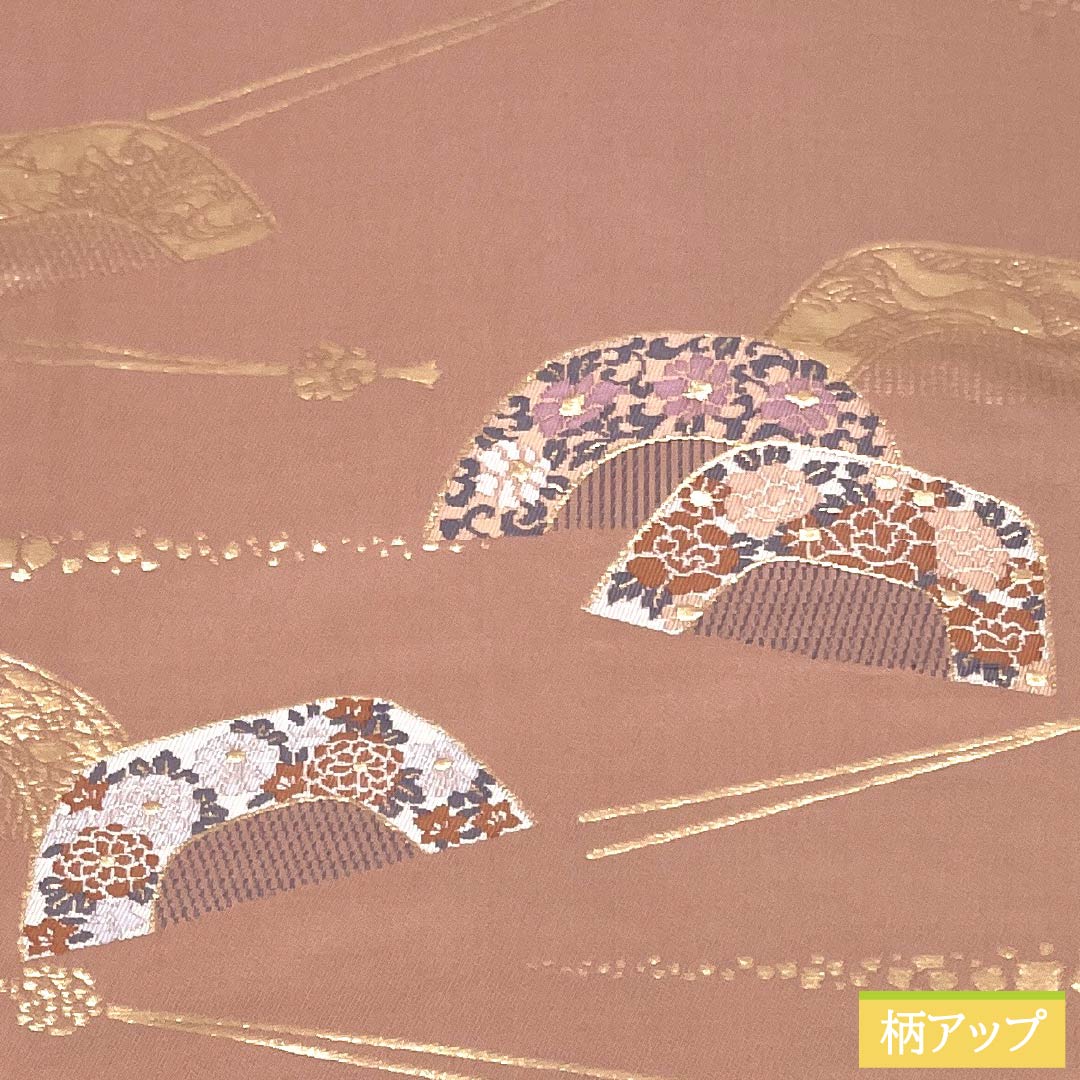 名古屋帯 正絹 Aランク 似桃色(にせももいろ) 櫛 かんざし 帯丈348cm 六通 セミフォーマル ピンク系 1124010693313 名古屋仕立て