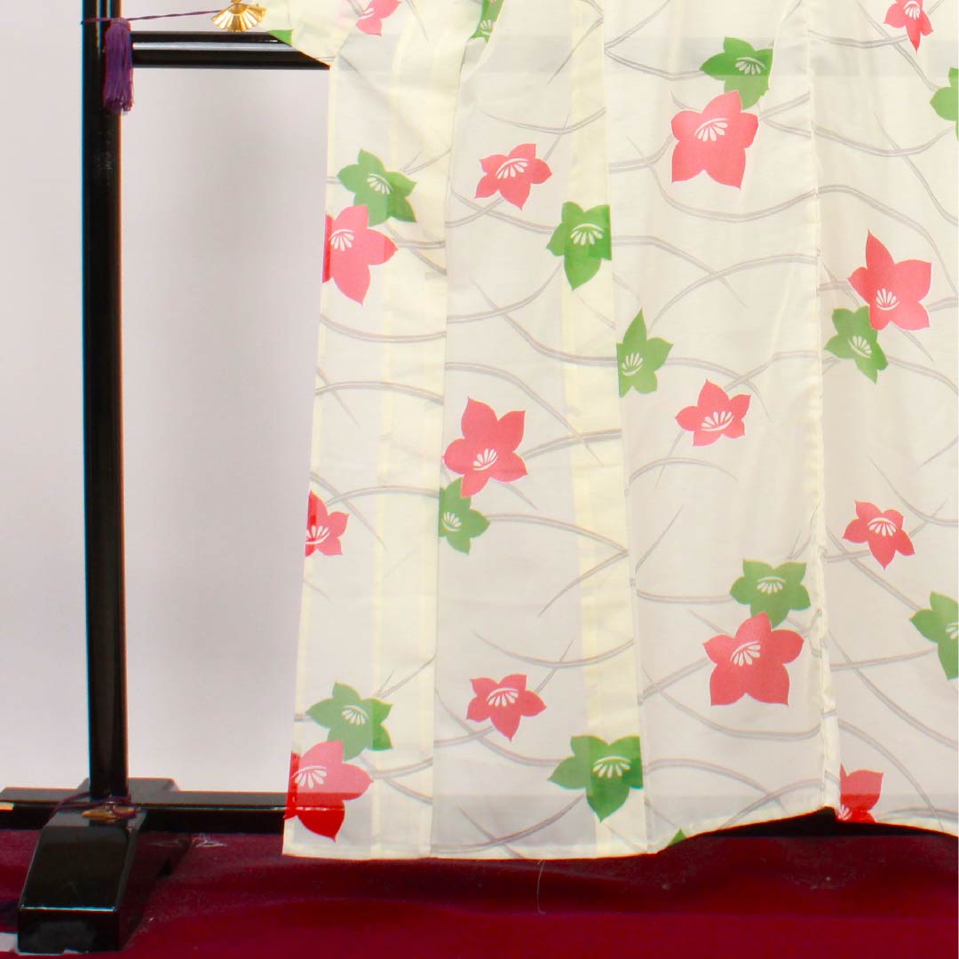 夏物 ポリエステル 訪問着 身丈160cm 裄丈65cm 白百合色(しらゆりいろ)露芝 花模様 絽 Aランク クリーム系 1132000083415