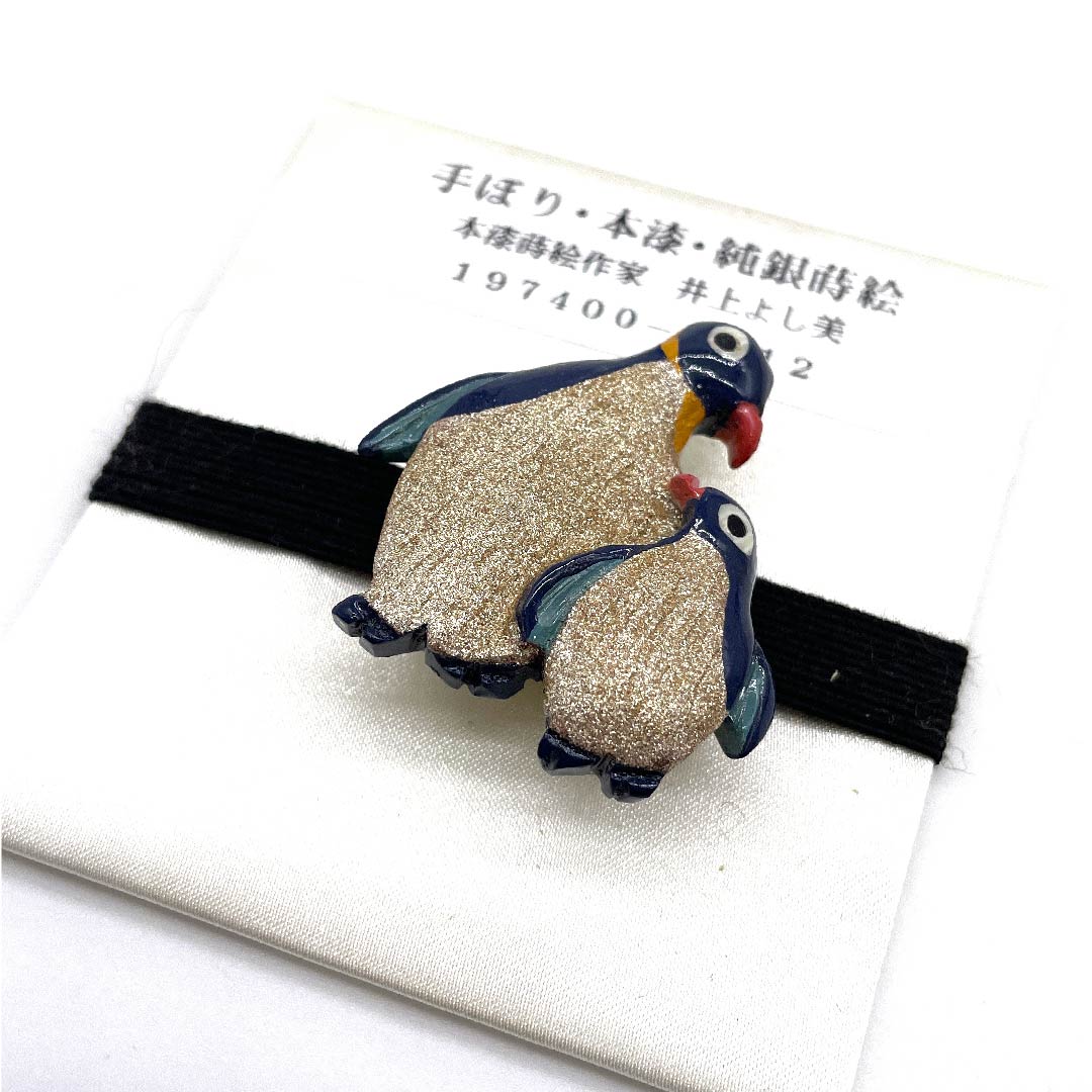 (New old stock) Obi fastener, Maki-e, casual, Berlin blue, pure silver Maki-e, hand-carved, genuine lacquer, length approx. 4.5cm, width approx. 4cm, S rank, blue 1137000662917
