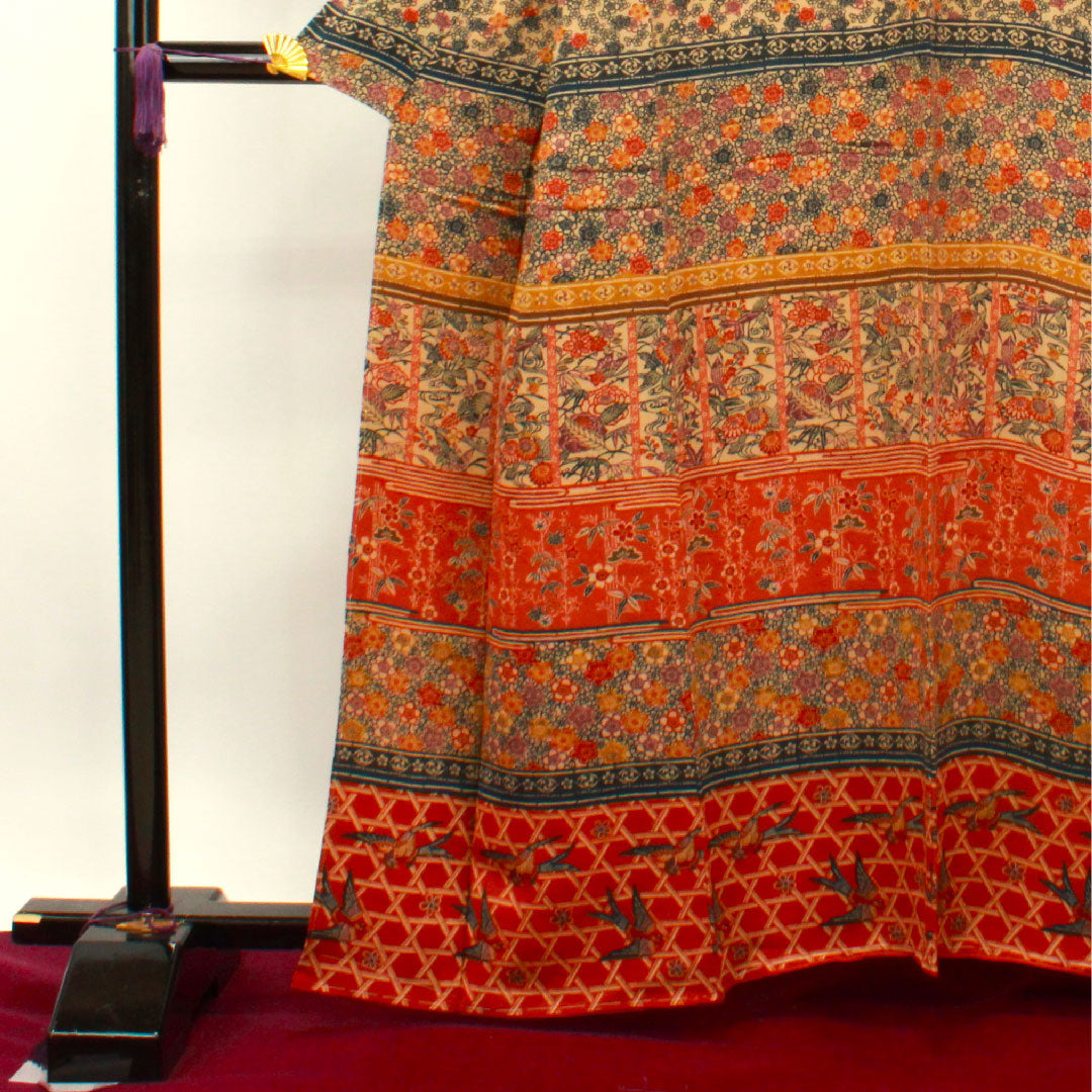 Homongi, pure silk, lined, length 159.5cm, sleeve length 66cm, stencil dyeing, with basting thread, auspicious pattern, A rank, gradation style, 1112003203399