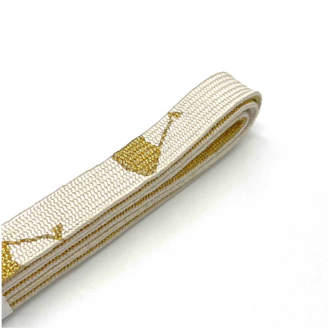 帯締め 正絹 Sランク 胡粉色(ごふんいろ) 金色(きんいろ) 留袖用 長さ約160cm 幅約1.6cm フォーマル 白系 1135003892311